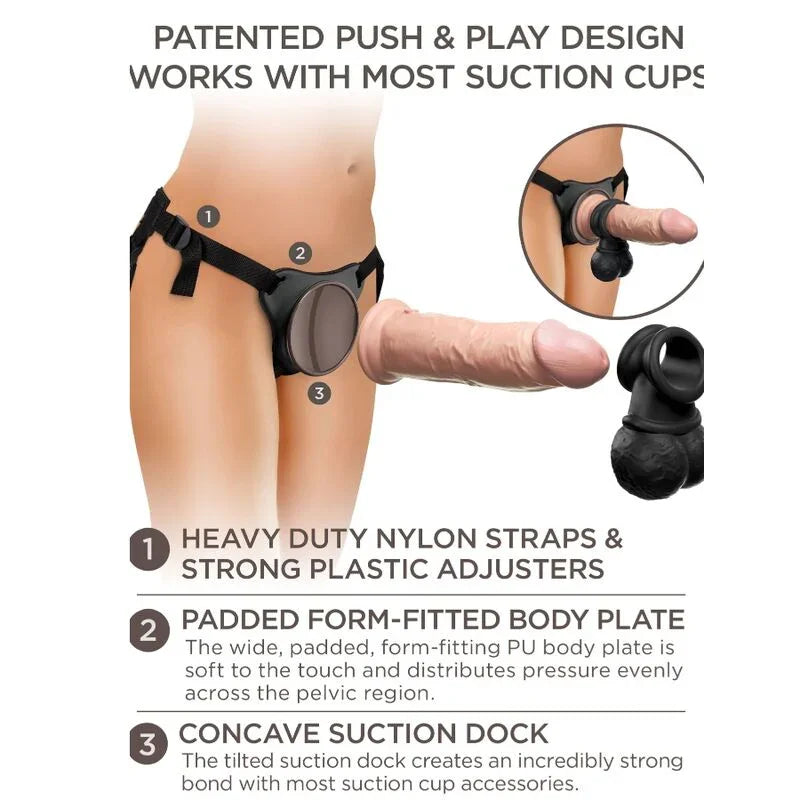 KING COCK - ELITE KIT ARNES AJUSTABLE DELUXE ANILLO CON TESTICULOS & DILDO 20.3 CM - Nuvica