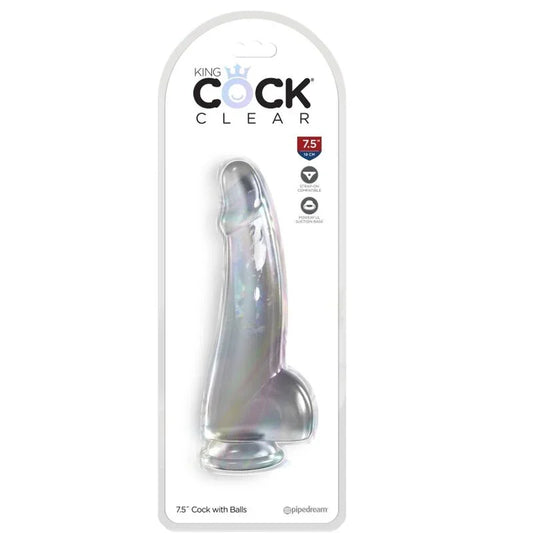 KING COCK - CLEAR DILDO CON TESTÍCULOS 15.2 CM TRANSPARENTE - Nuvica