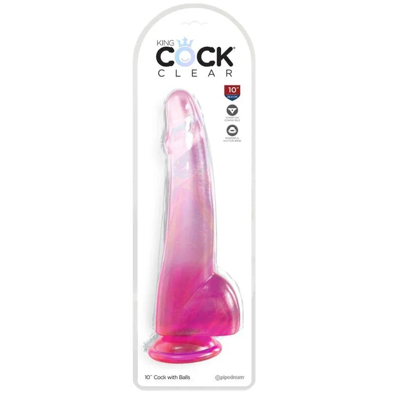 KING COCK - CLEAR DILDO CON TESTÍCULOS 19 CM ROSA - Nuvica