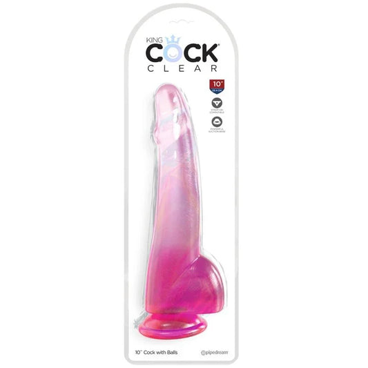 KING COCK - CLEAR DILDO CON TESTÍCULOS 19 CM ROSA - Nuvica