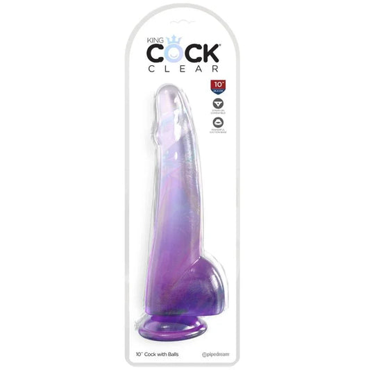 KING COCK - CLEAR DILDO CON TESTÍCULOS 19 CM MORADO - Nuvica