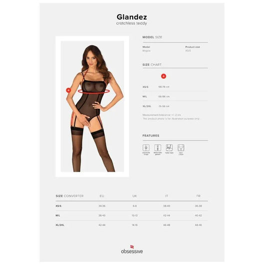OBSESSIVE - GLANDEZ TEDDY CROTCHLESS XL/XXL - Nuvica