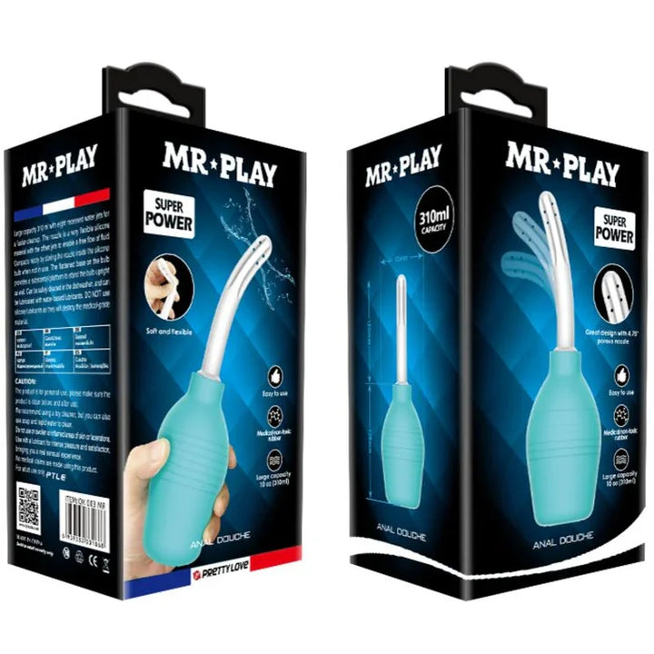 MR PLAY - PERA ANAL DUCHA DE GOMA AZUL - Nuvica