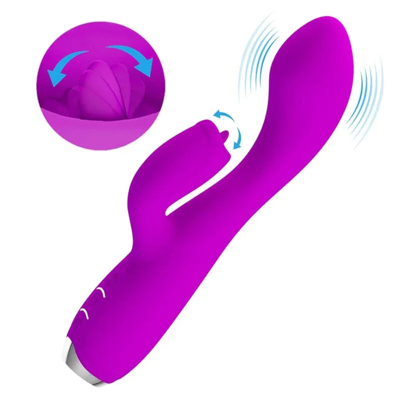 PRETTY LOVE - GLORIA VIBRADOR CONEJO RECARGABLE-IMPERMEABLE MORADO - Nuvica
