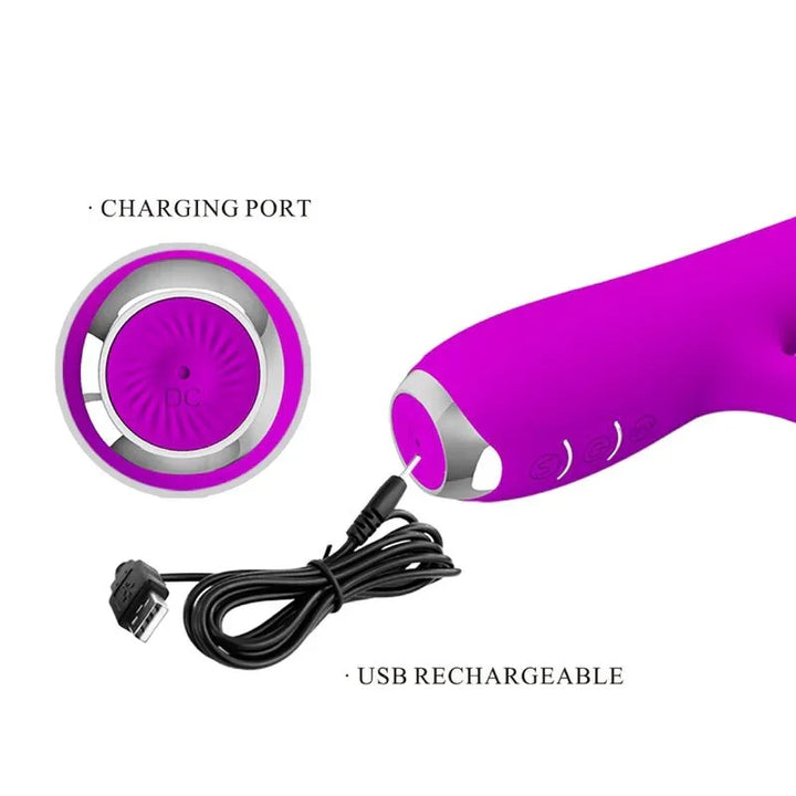 PRETTY LOVE - RACHEL VIBRADOR RECARGABLE CON ONDAS ESTIMULADORAS MORADO - Nuvica