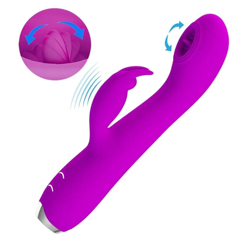 PRETTY LOVE - RACHEL VIBRADOR RECARGABLE CON ONDAS ESTIMULADORAS MORADO - Nuvica