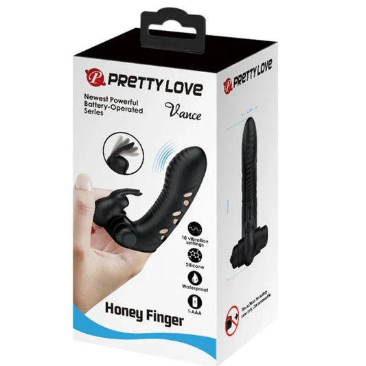 PRETTY LOVE - VANCE FUNDA DEDO VIBRADOR CONEJO NEGRO - Nuvica