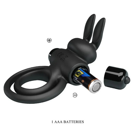 PRETTY LOVE - ANILLO VIBRADOR III CONEJO PARA PENE NEGRO - Nuvica