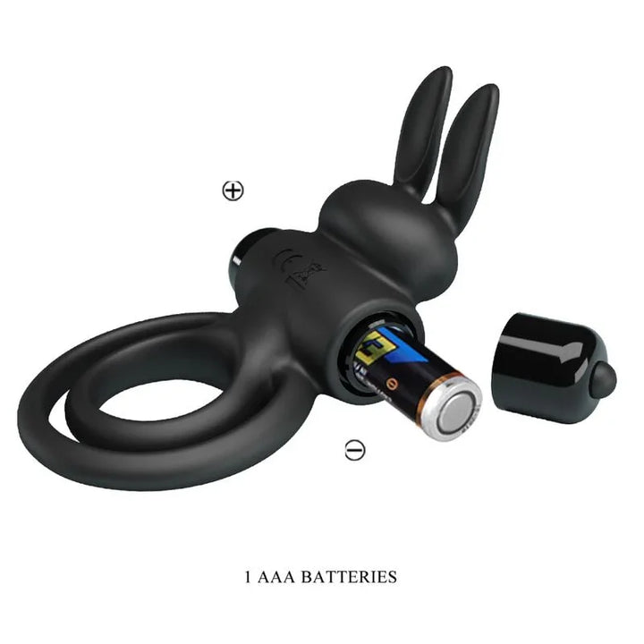 PRETTY LOVE - ANILLO VIBRADOR III CONEJO PARA PENE NEGRO - Nuvica
