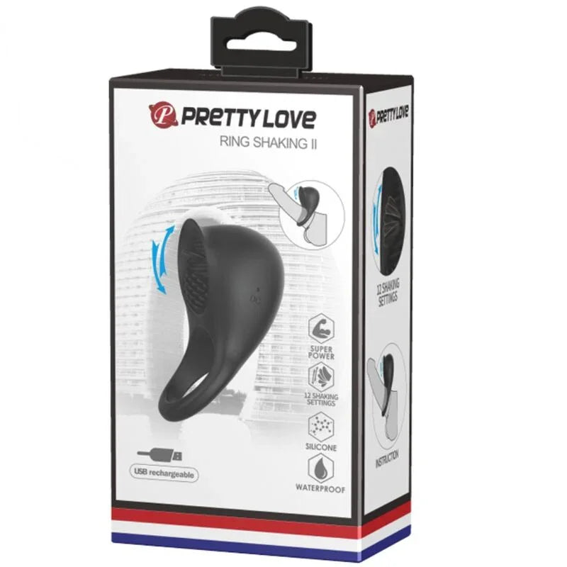 PRETTY LOVE - ANILLO VIBRADOR PARA PENE CON LENGUA NEGRO - Nuvica