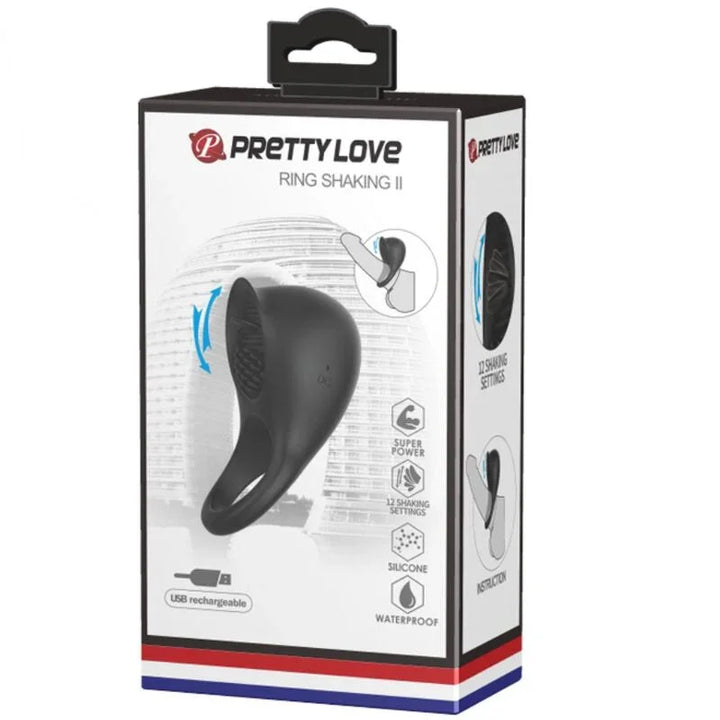PRETTY LOVE - ANILLO VIBRADOR PARA PENE CON LENGUA NEGRO - Nuvica