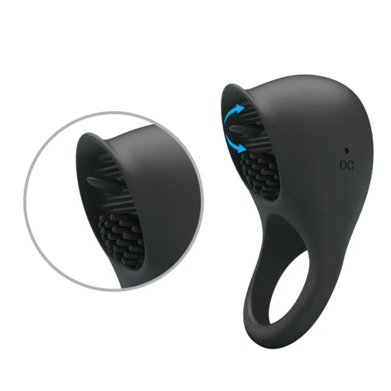 PRETTY LOVE - ANILLO VIBRADOR PARA PENE CON LENGUA NEGRO - Nuvica