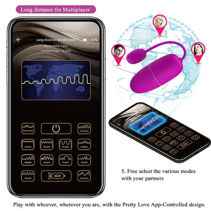 PRETTY LOVE - NYMPH HUEVO VIBRADOR CONTROLADO POR APP VIOLETA - Nuvica