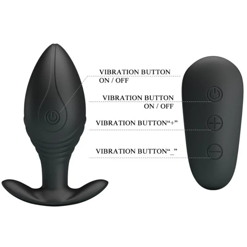 PRETTY LOVE - REGINA PLUG ANAL VIBRADOR RECARGABLE NEGRO - Nuvica