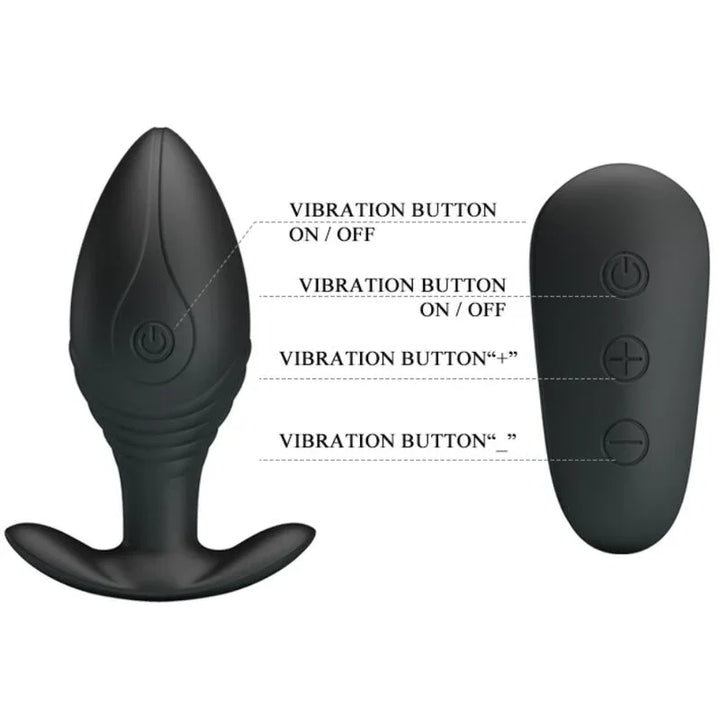PRETTY LOVE - REGINA PLUG ANAL VIBRADOR RECARGABLE NEGRO - Nuvica