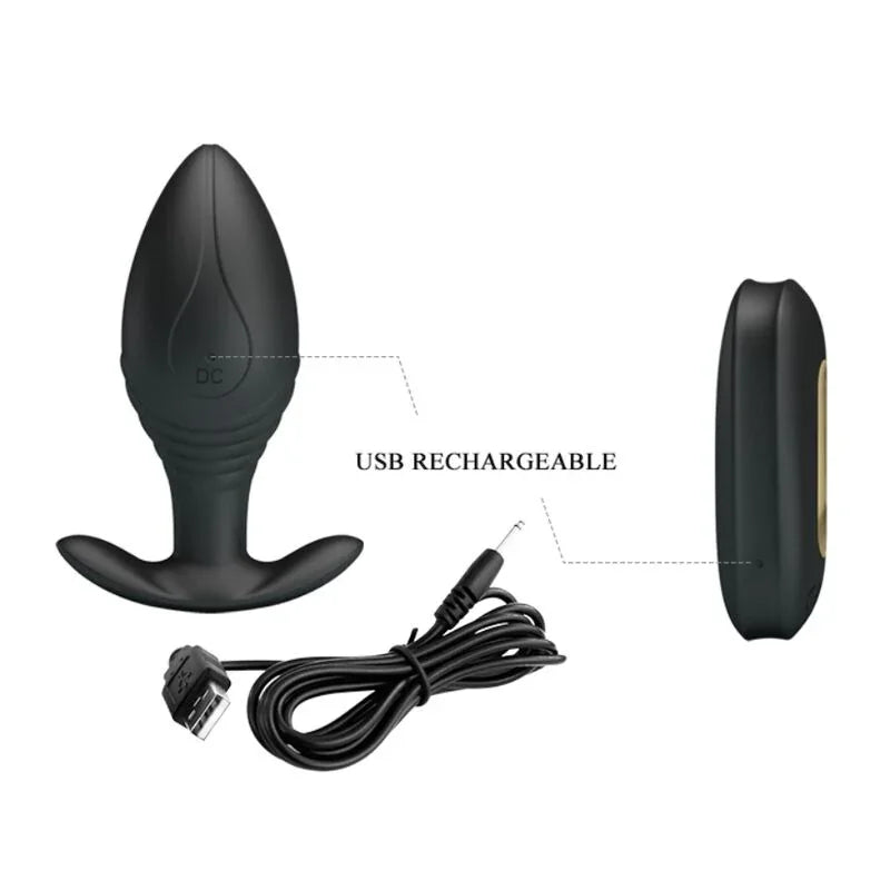 PRETTY LOVE - REGINA PLUG ANAL VIBRADOR RECARGABLE NEGRO - Nuvica