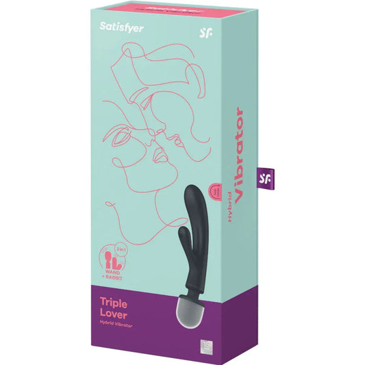 SATISFYER - TRIPLE LOVER MASAJEADOR VIBRADOR RABBIT ROSA - Nuvica
