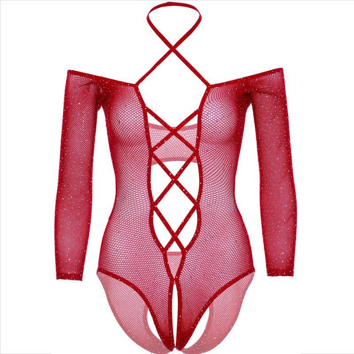 LEG AVENUE - BODY CROTCHLESS CON BRILLO ROJO - Nuvica