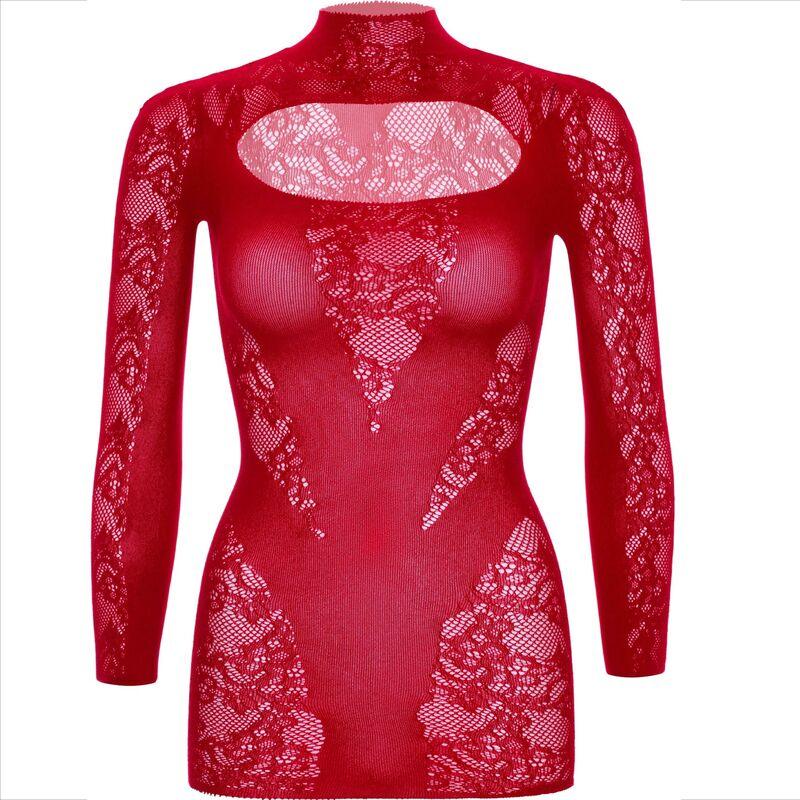 LEG AVENUE - MINI VESTIDO DE ENCAJE CON MANGA LARGA ROJO - Nuvica