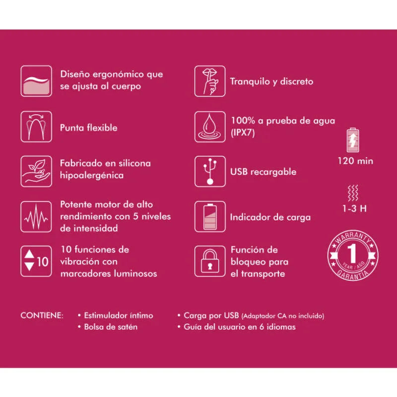 SHUNGA - EXPOSITOR 6 MASAJEADORES INTIMOS FUCSIA - Nuvica
