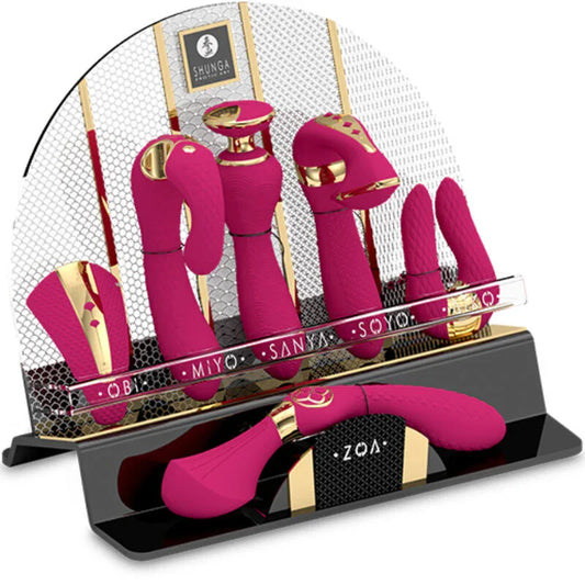 SHUNGA - EXPOSITOR 6 MASAJEADORES INTIMOS FUCSIA - Nuvica