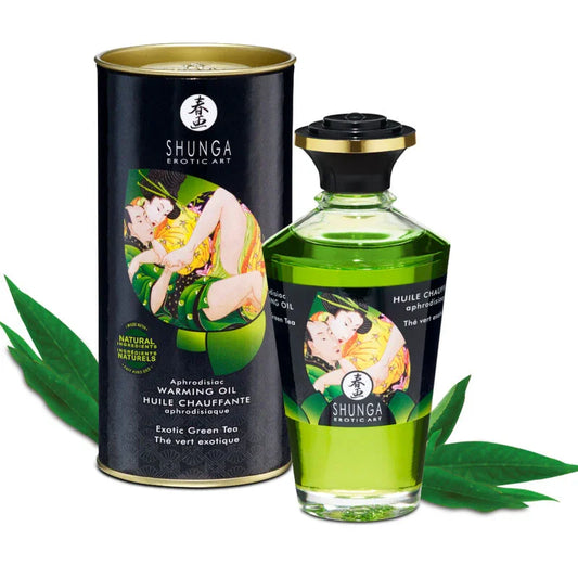 SHUNGA - ACEITE MASAJE EFECTO CALOR TE VERDE ORGÁNICO 100 ML - Nuvica