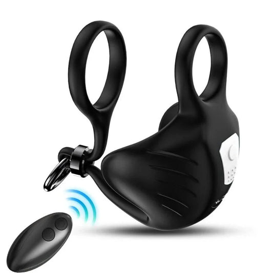 ARMONY - MANTA ANILLO VIBRADOR TESTÍCULOS CONTROL REMOTO NEGRO - Nuvica