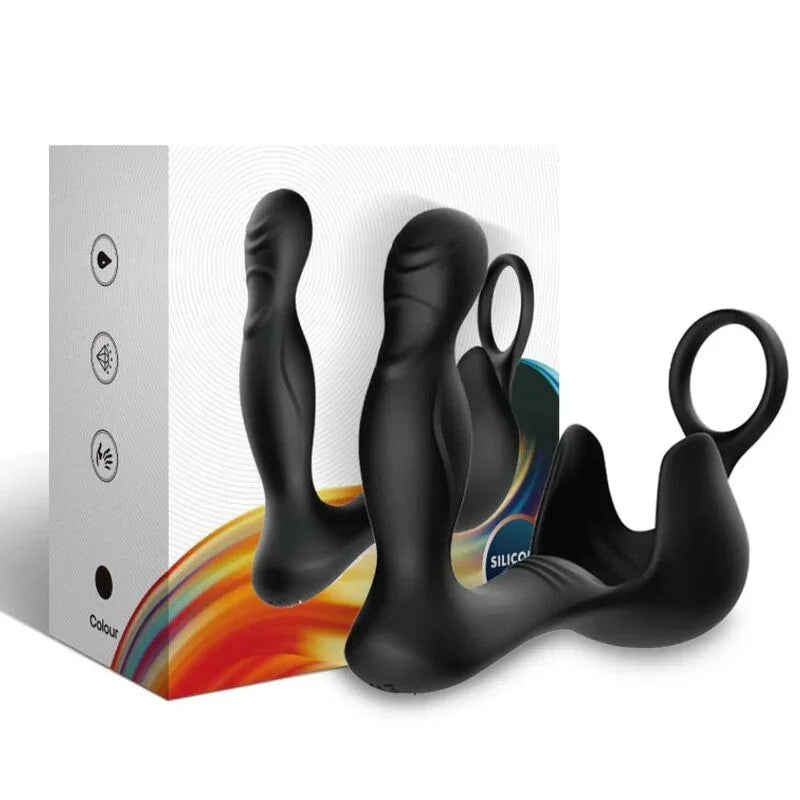 ARMONY - SURROUND VIBRADOR ANAL & ESTIMULADOR TESTÍCULOS & ANILLO CONTROL REMOTO NEGRO - Nuvica