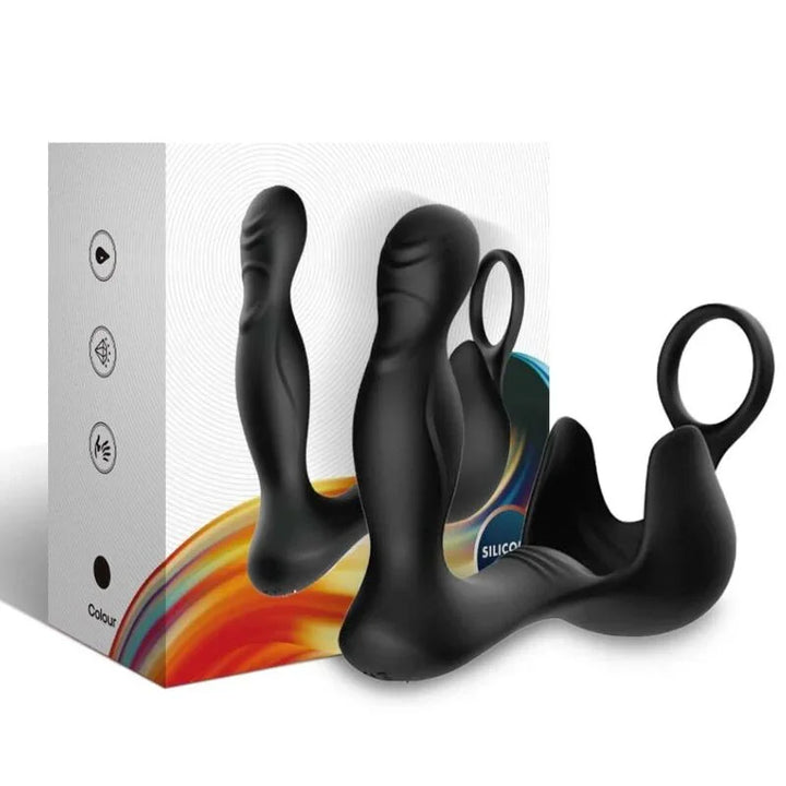ARMONY - SURROUND VIBRADOR ANAL & ESTIMULADOR TESTÍCULOS & ANILLO CONTROL REMOTO NEGRO - Nuvica