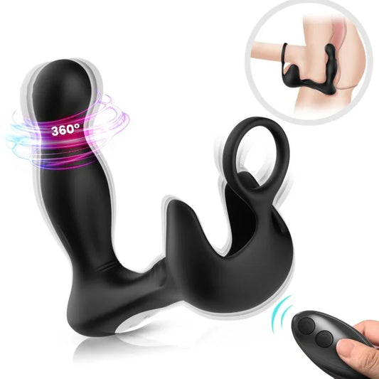 ARMONY - SURROUND VIBRADOR ANAL & ESTIMULADOR TESTÍCULOS & ANILLO CONTROL REMOTO NEGRO - Nuvica