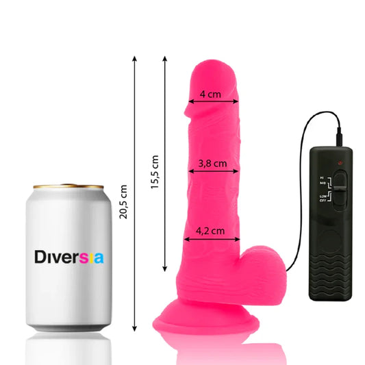 DIVERSIA - DILDO REALÍSTICO FLEXIBLE CON VIBRACIÓN ROSA 20.5 CM -O- 4.2 CM - Nuvica