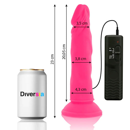DIVERSIA - DILDO REALÍSTICO FLEXIBLE CON VIBRACIÓN ROSA 23 CM -O- 4.3 CM - Nuvica