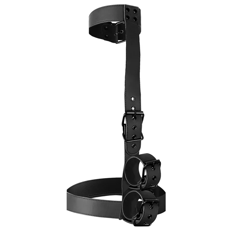 FETISH SUBMISSIVE BONDAGE - CONJUNTO DE SUJECIÓN PARA EL CUERPO DE CUELLO Y MUÑEQUERAS - Nuvica