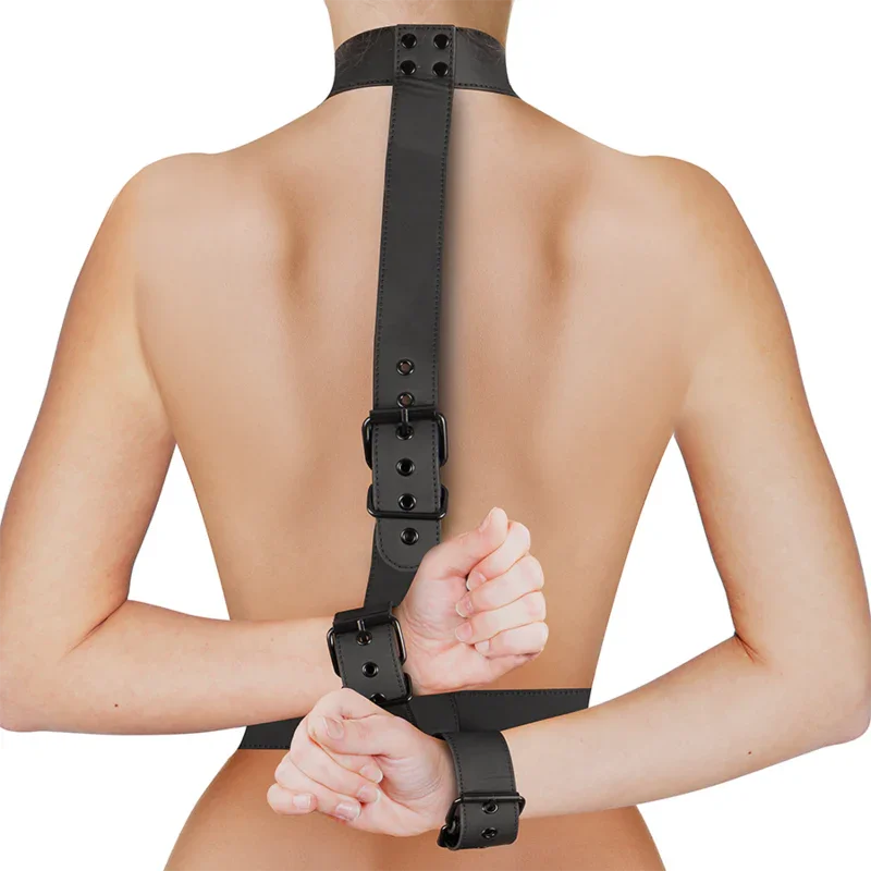 FETISH SUBMISSIVE BONDAGE - CONJUNTO DE SUJECIÓN PARA EL CUERPO DE CUELLO Y MUÑEQUERAS - Nuvica