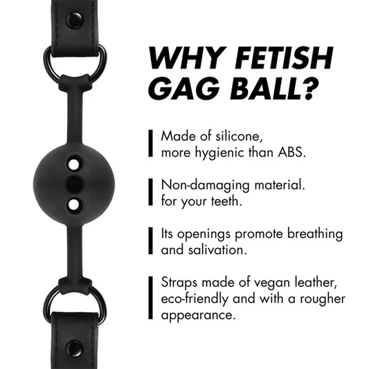 FETISH SUBMISSIVE BONDAGE - MORDAZA DE BOLA DE SILICONA TRANSPIRABLE - Nuvica
