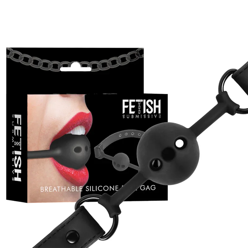FETISH SUBMISSIVE BONDAGE - MORDAZA DE BOLA DE SILICONA TRANSPIRABLE - Nuvica