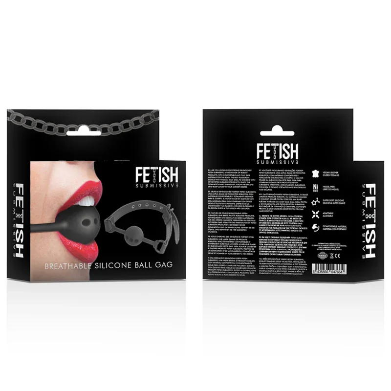 FETISH SUBMISSIVE BONDAGE - MORDAZA DE BOLA DE SILICONA TRANSPIRABLE - Nuvica