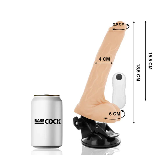 BASECOCK - VIBRADOR REALÍSTICO ARTICULABLE CONTROL REMOTO NATURAL 18.5 CM -O- 4 CM - Nuvica