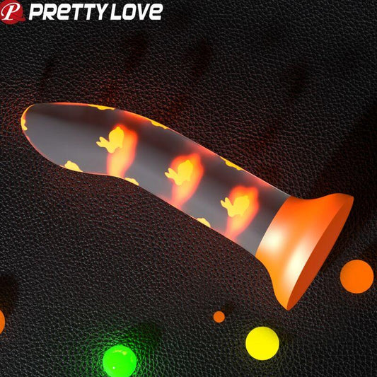 PRETTY LOVE - MAGICAL NIGHTFALL DILDO SIN VIBRACIÓN LUMINOSO NARANJA - Nuvica