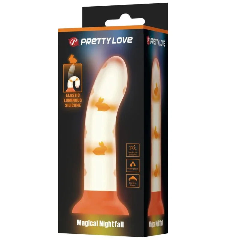 PRETTY LOVE - MAGICAL NIGHTFALL DILDO SIN VIBRACIÓN LUMINOSO NARANJA - Nuvica