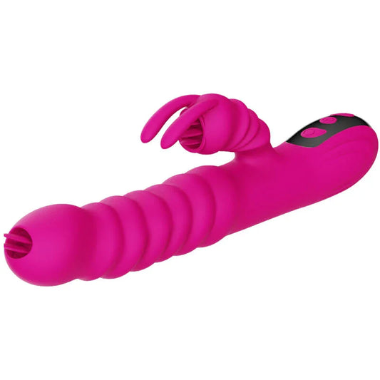 ARMONY - VIBRADOR MULTIFUNCION RABBIT DOBLE LENGUA EFECTO CALOR FUCSIA - Nuvica