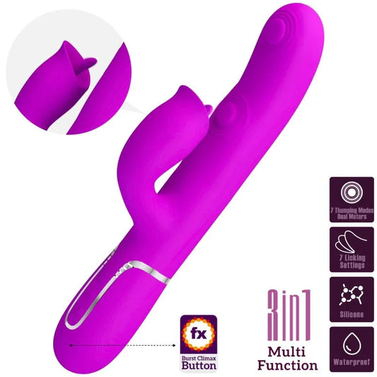 PRETTY LOVE - VIBRADOR RABBIT CON LICKING FUCSIA - Nuvica