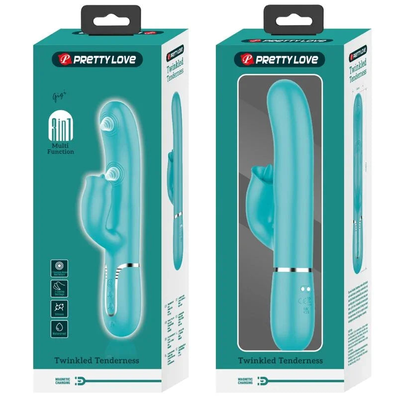 PRETTY LOVE - VIBRADOR RABBIT CON LICKING VERDE AGUA - Nuvica