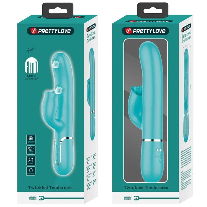 PRETTY LOVE - VIBRADOR RABBIT CON LICKING VERDE AGUA - Nuvica