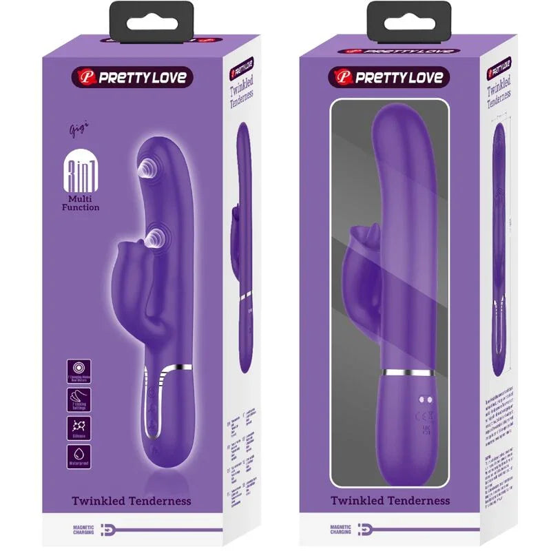 PRETTY LOVE - VIBRADOR RABBIT CON LICKING MORADO - Nuvica