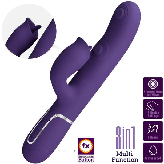 PRETTY LOVE - VIBRADOR RABBIT CON LICKING MORADO - Nuvica