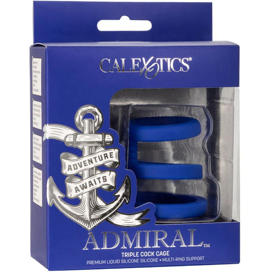 CALEXOTICS - ADMIRAL JAULA TRIPLE PARA PENE AZUL - Nuvica