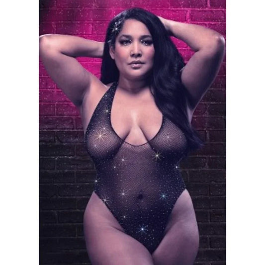 CALEXOTICS - RADIANCE BODY CON ESCOTE EN V PROFUNDO PEDRERÍA TALLA GRANDE - Nuvica