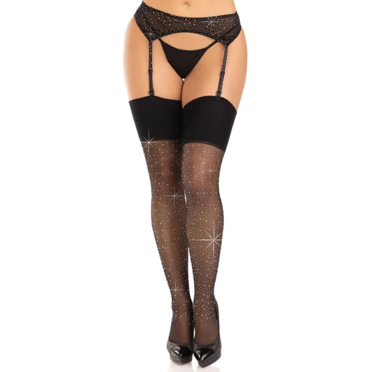LEG AVENUE - MEDIAS SPANDEX CON DIAMANTES NEGRO - Nuvica