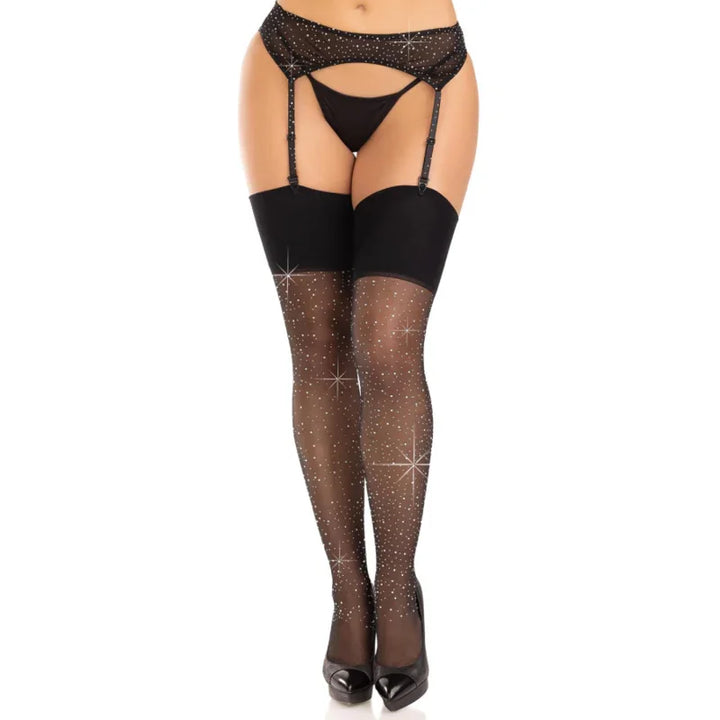 LEG AVENUE - MEDIAS SPANDEX CON DIAMANTES NEGRO - Nuvica